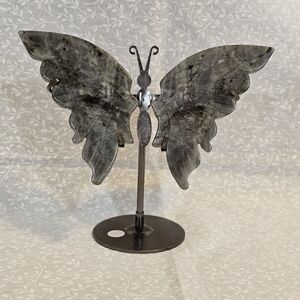 Labradorite Crystal Butterfly Sculpture with Stand